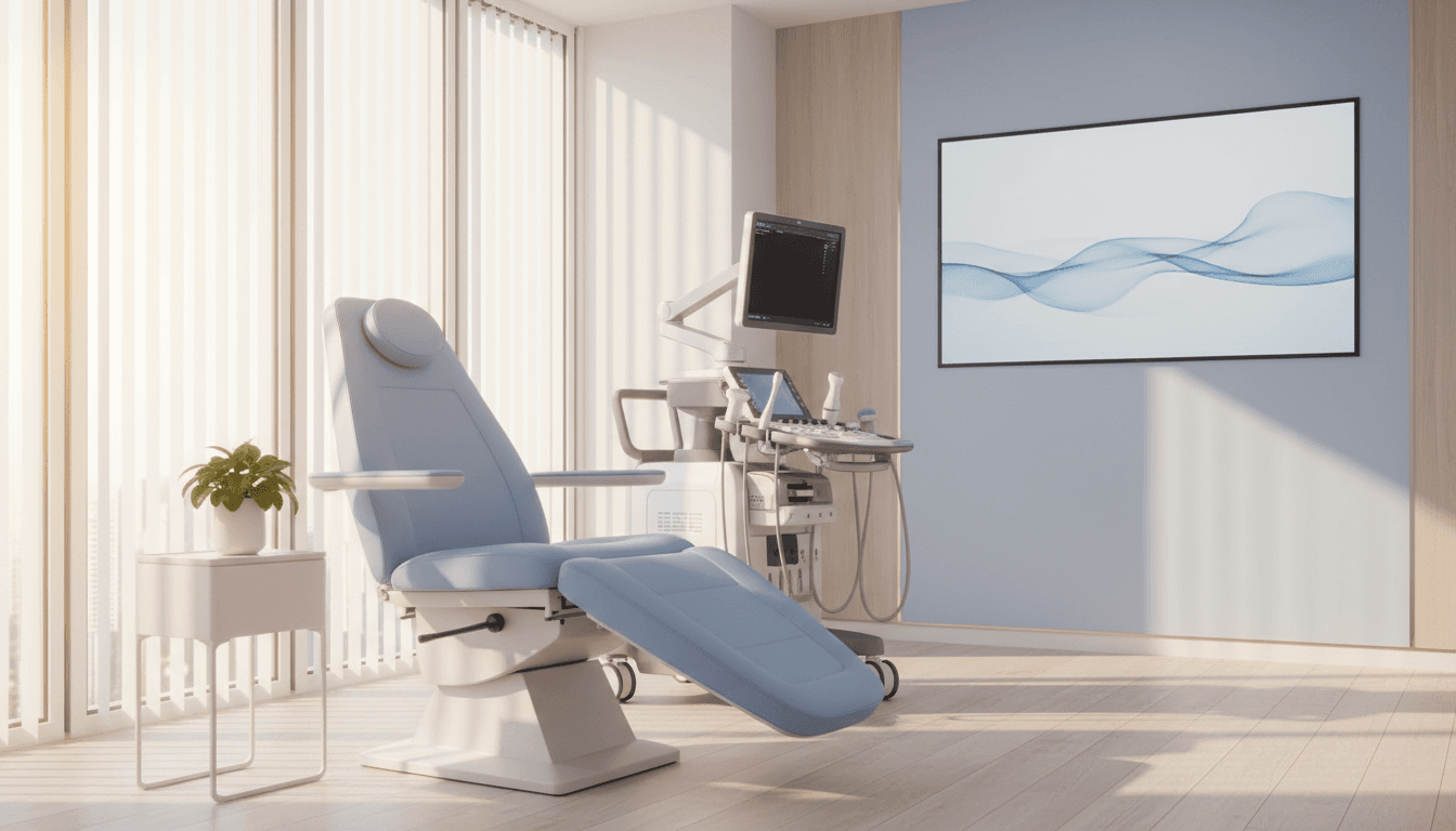 Consultório moderno e acolhedor para avaliação vascular